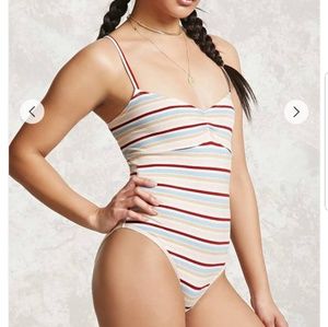 Strappy striped bodysuit